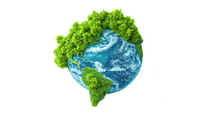 A lush green planet Earth with vibrant foliage and vegetation symbolizing a sustainable and eco friendly future for our global environment