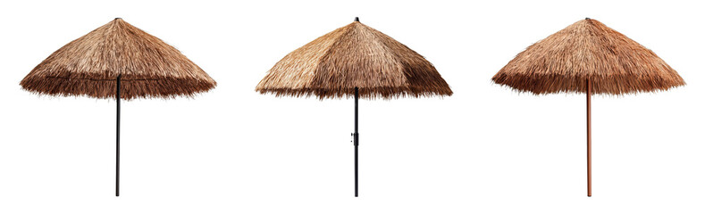 Trio of thatched umbrellas for outdoor relaxation