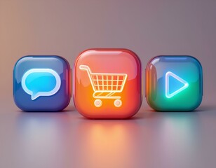 3D Icon Set – Modern and Glossy 3D UI Icons with White Background for Apps and Design