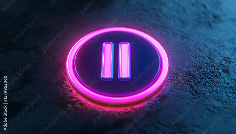Aufkleber 3d rendering of a power button icon with a glowing neon light effect on a dark background, illuminat