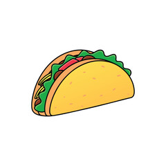 Taco vector illustration, isolated on a white background.
