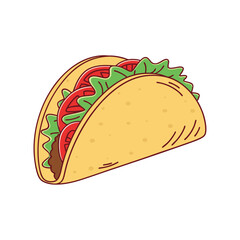 Taco vector illustration, isolated on a white background.