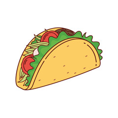 Taco vector illustration, isolated on a white background.