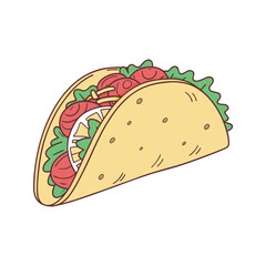 Taco vector illustration, isolated on a white background.