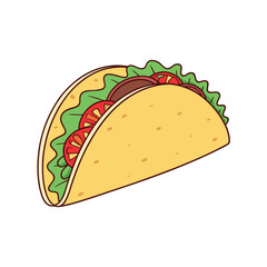 Taco vector illustration, isolated on a white background.