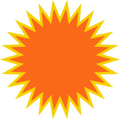 Orange round price stickers, sunburst promo tags, retro discount emblems. Collection of special offer sale oval and round shaped sunburst labels and badges