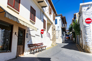 Fototapeta premium Beautiful street in a small old village Lefkara Cyprus