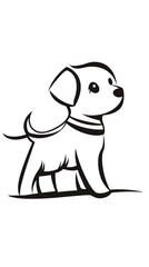 Cute puppy standing, simple design representing pets and companionship, copy space