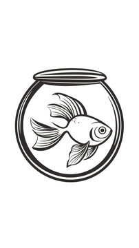 Goldfish in a fishbowl, design representing pets and aquatic life, copy space