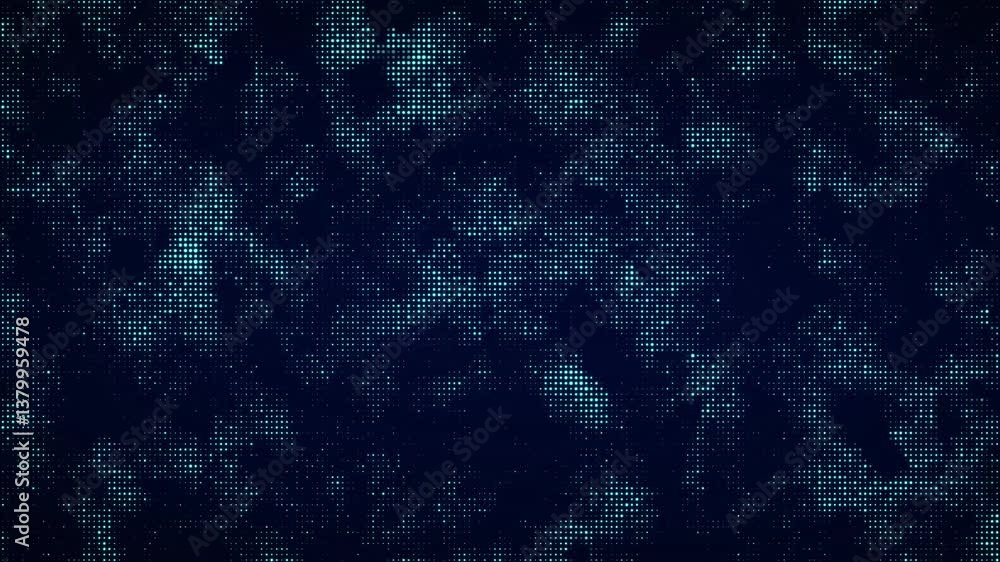 Poster dynamic texture with a flow of shimmering musical dots. grid of blinking dots. abstract halftone con