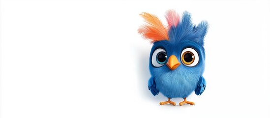 Fototapeta premium Colorful Cartoon Bird With Big Eyes Isolated on White Background