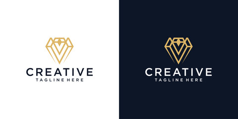 Creative Abstract Minimalist and luxury diamond logo design template