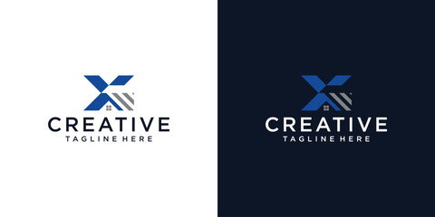 Creative Letter X House logo design template