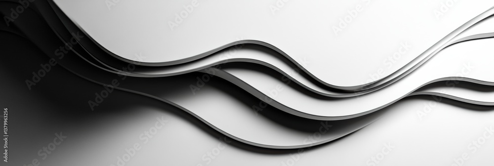 Poster abstract black and white shapes with soft shadows create a clean and stylish background suitable for