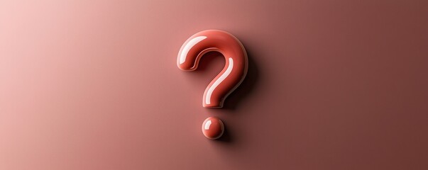 Naklejka premium A glossy, 3D question mark on a smooth, muted background, symbolizing inquiry or curiosity.