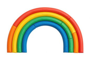 A colorful rainbow made of clay on a white background in a studio shot for kids and children