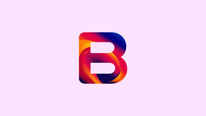Fototapeta premium Vibrant Gradient Letter B - Modern Design Alphabet on Light Purple Background