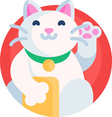 maneki neko Illustration on a white background.