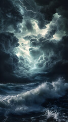 Chaotic Majesty: Capturing the Turbulent Dance of a Stormy Ocean Sky