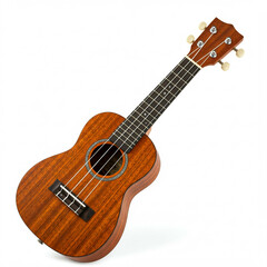 Fototapeta premium brown wooden ukulele instrument isolated on white background