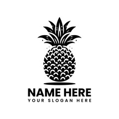 Stylized pineapple logo vector graphic. Abstract tropical fruit design