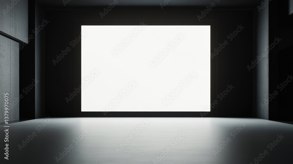 Poster presentation screen located on a clean white stage background with a minimalist business setup for c