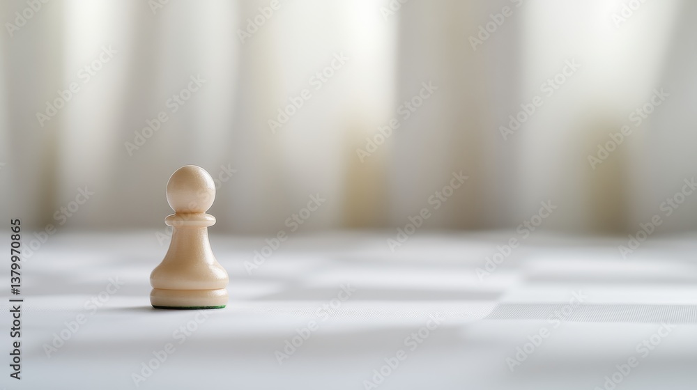 Poster a single white rook is showcased on a glossy white surface, highlighting its polished design against