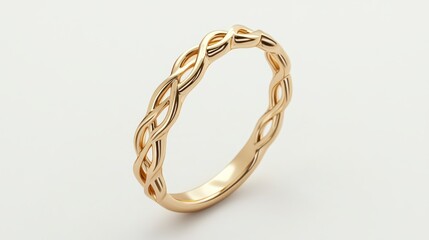 Elegant Gold Braided Ring Fine Jewelry Fashion Accessory on White Background