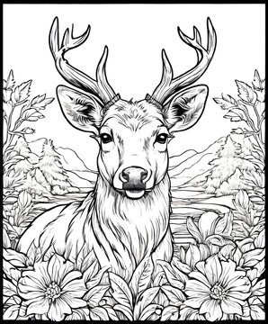 Line drawing illustration, Colouring page for kids, hand-drawn illustration of a cartoon, pre-school Colouring page, animal Colouring page, flower Colouring page, adult Colouring page, printables