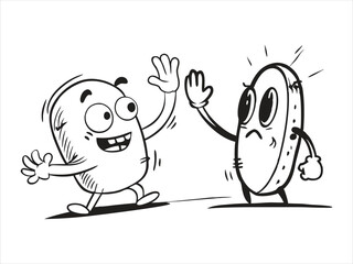 Cartoon characters giving a high five