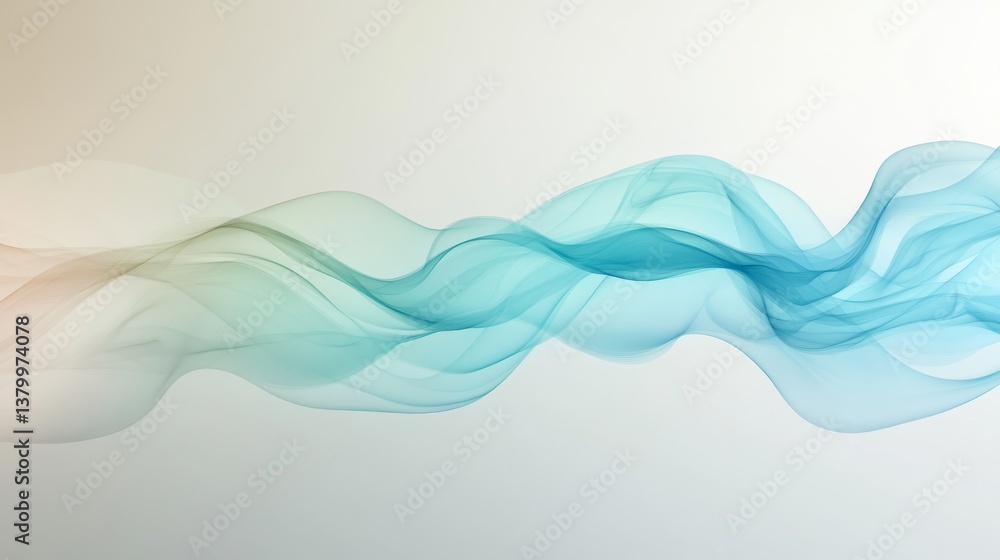 Poster Swirling clouds of blue and white smoke gently float against a light gray background, creating a serene and modern design with soft gradients and smooth transitions