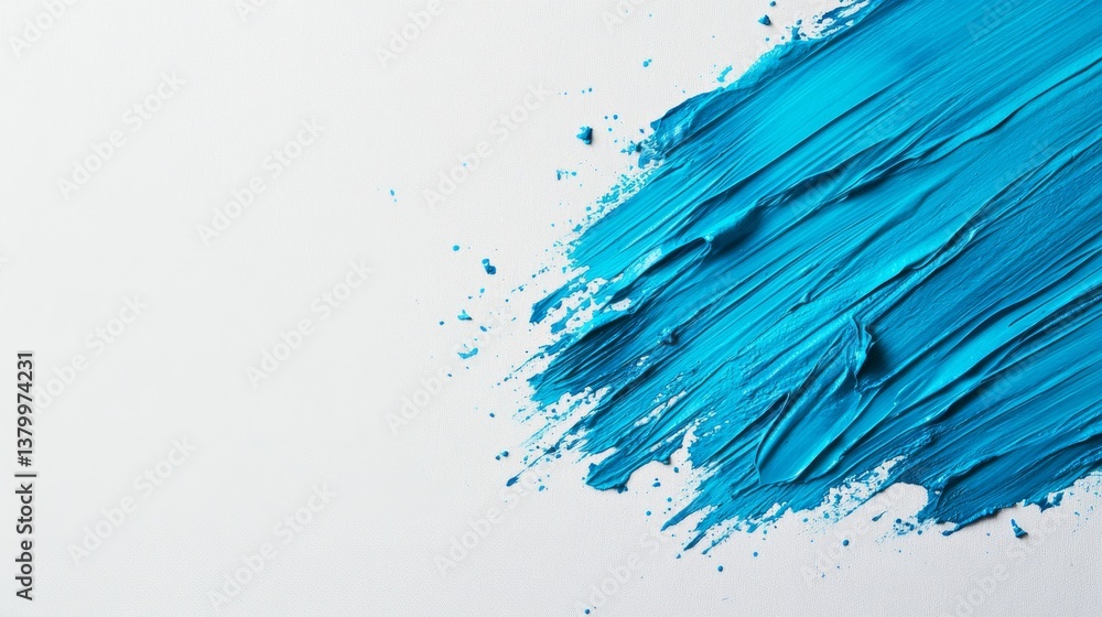 Aufkleber cobalt blue paint is artistically brushed across a clean white canvas, creating a striking contrast 