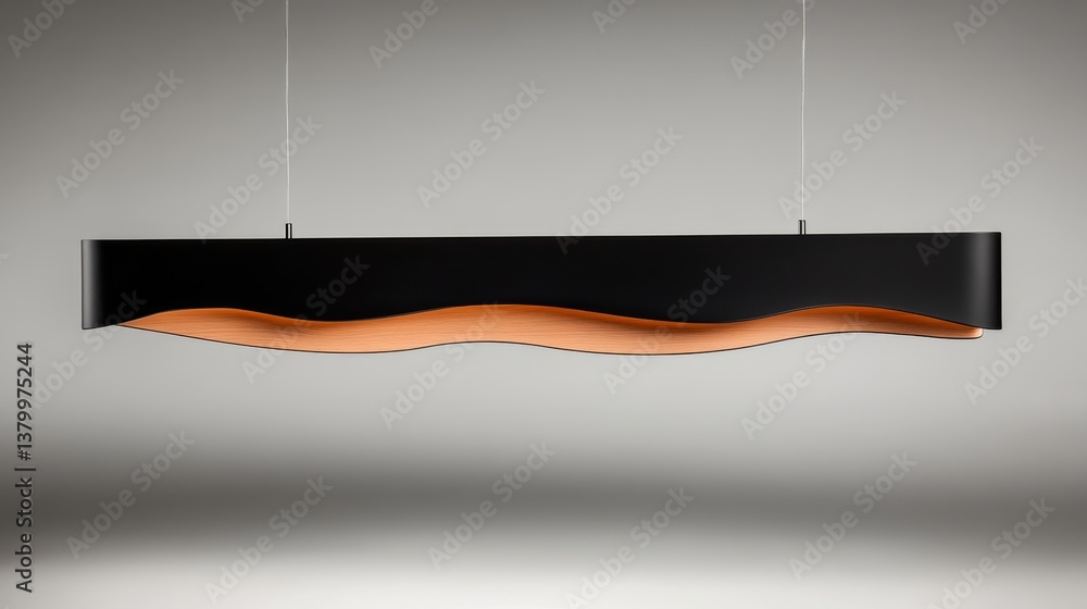 Poster a contemporary pendant light with a matte black finish is suspended against a neutral white backdrop