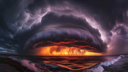 Chaotic Majesty: Capturing the Turbulent Dance of a Stormy Ocean Sky
