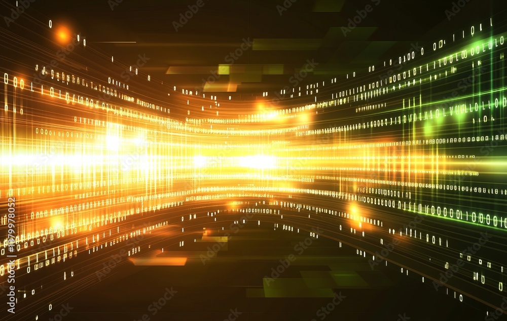 Aufkleber a computer screen with a lot of numbers and a yellow background. e background with a digital securit