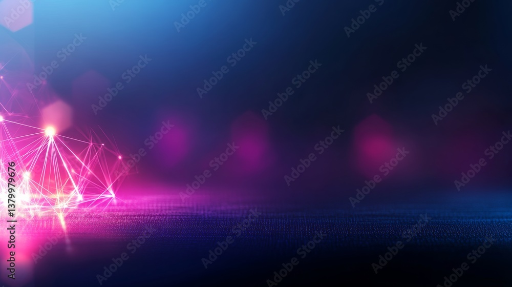 Poster A glowing geometric shape with abstract patterns illuminates a dark space, showcasing intricate details and vibrant colors, while leaving room for additional text