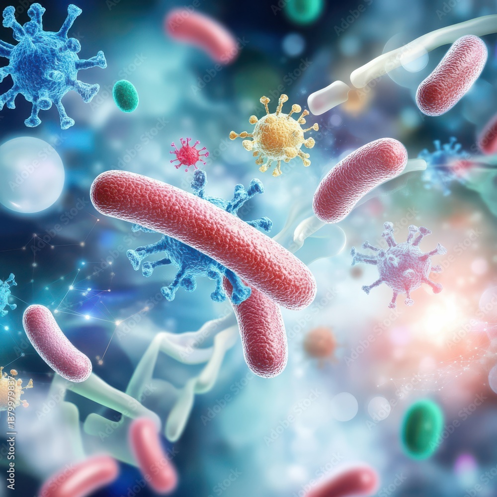 Poster exploring microbial biotechnology innovative bacteria applications in science and technology environ