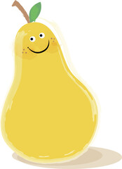 Cute Smiling Pear Illustration. A cheerful cartoon pear with a friendly smile, perfect for kids' designs and food-related projects