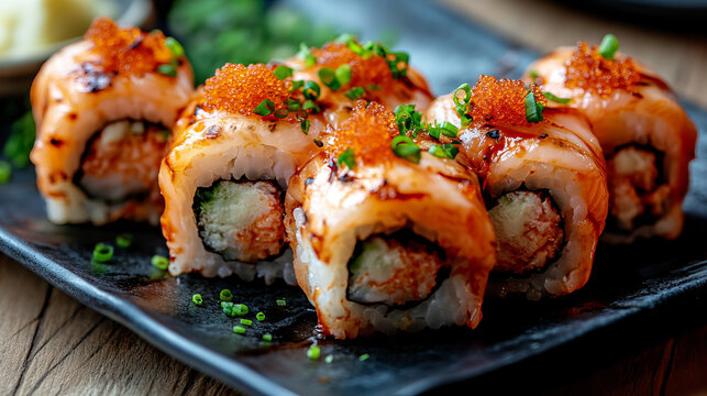 shushi rolls in plate