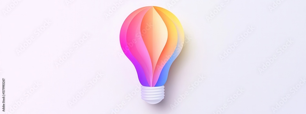Poster abstract colorful light bulb design with gradient effects on a clean background