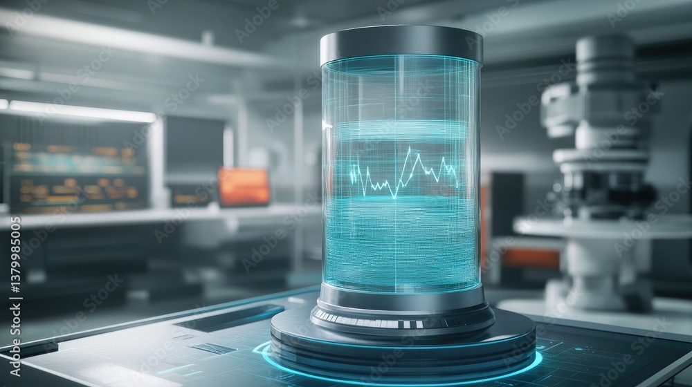 Aufkleber a futuristic ai-powered seismograph in 3d render, analyzing earthquake waves with precision, in a hi