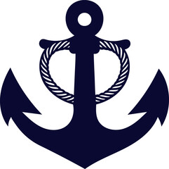 Anchor with rope on a white background
