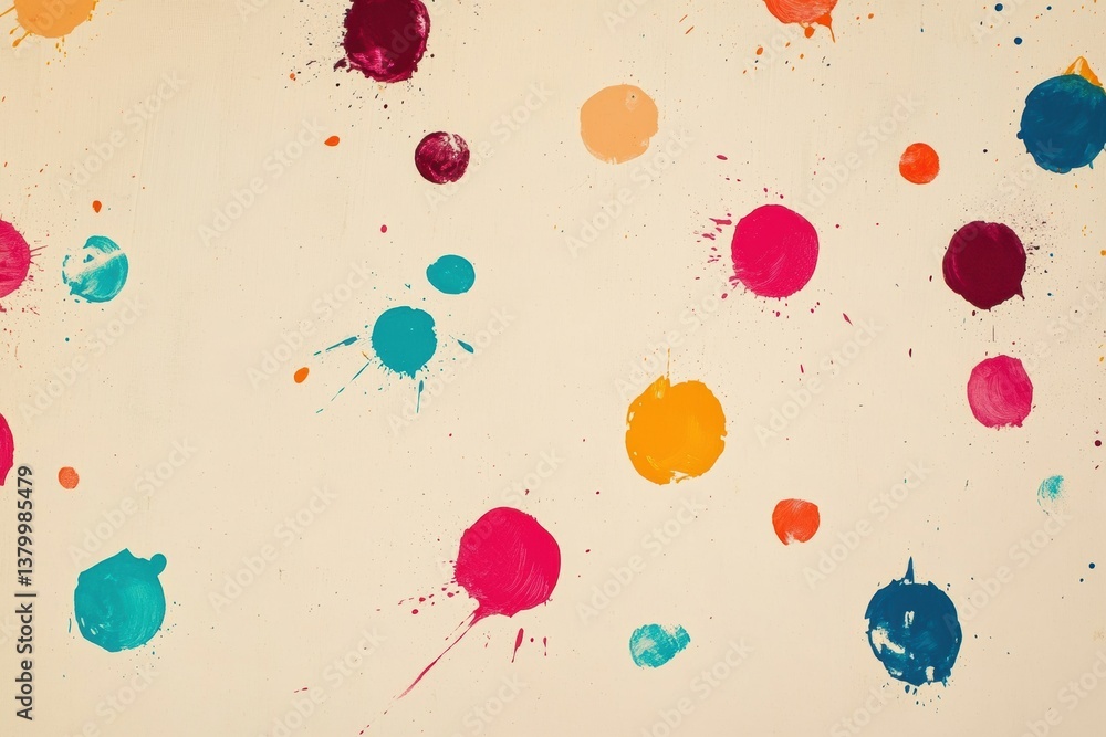 Aufkleber bright round paint spots create a playful atmosphere on a minimal light beige background with subtle