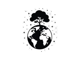 Fototapeta premium Earth Tree Growth Silhouettes Vector Set 