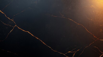 Close-up view of a black marble slab featuring striking gold veining, showcasing sophistication and luxury, with ample copy space for design needs