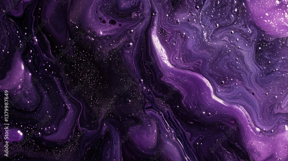 Poster the image is a purple swirl with stars and dots. the swirl is very thick and has a lot of texture. t