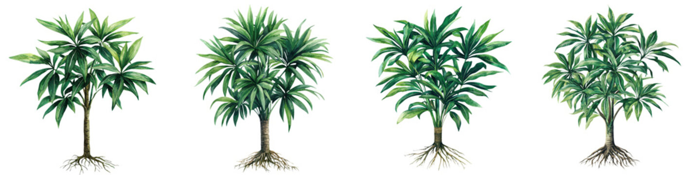 Exotic pandanus tree with vibrant green foliage