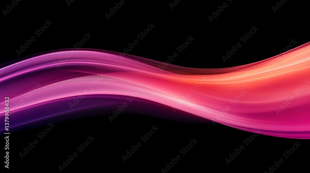 Fototapete A single light trail curves gracefully across a dark backdrop, showcasing smooth motion and a vibrant color gradient perfect for tech visuals and design projects