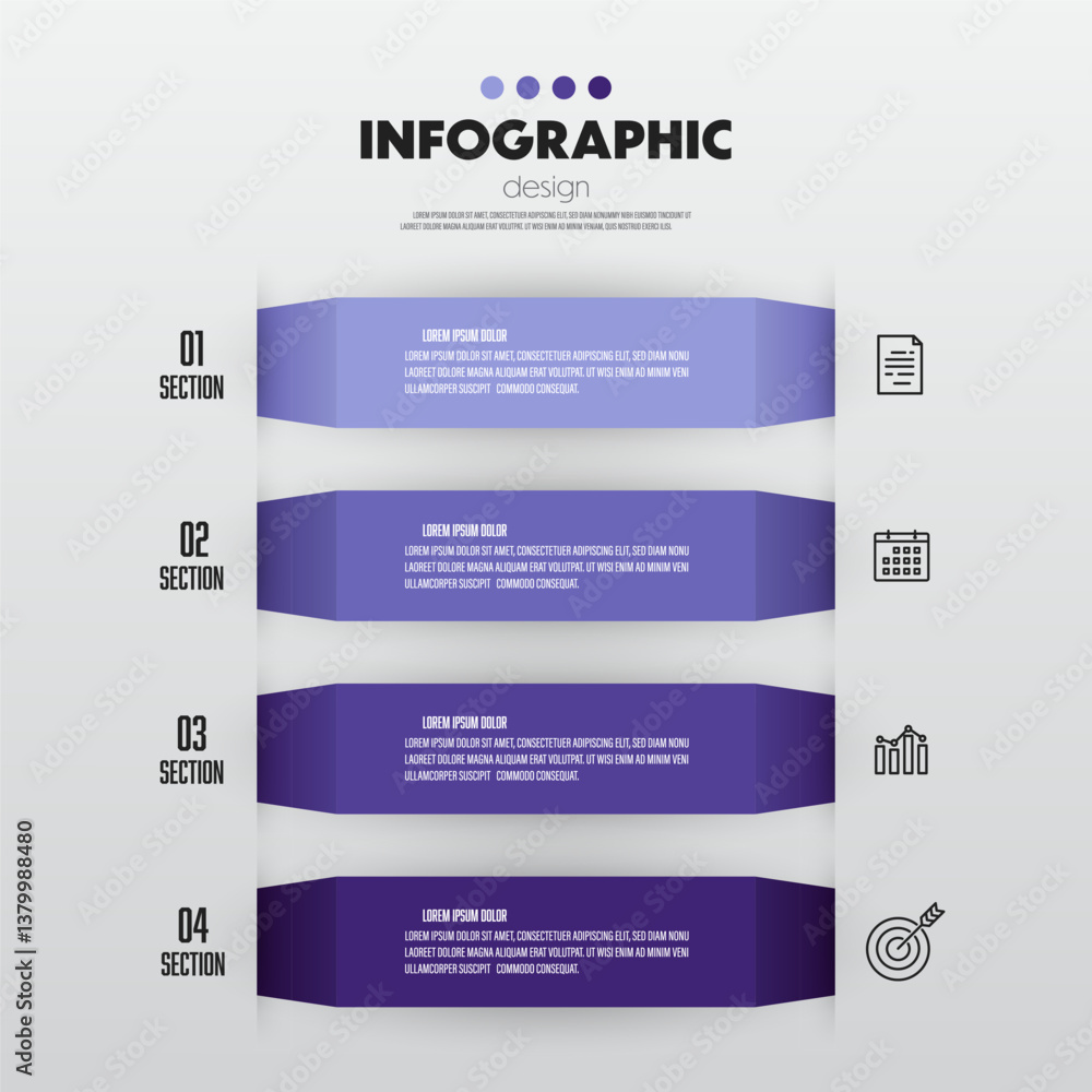 Poster template diagrame with icon 4 step. modern design for presentation.