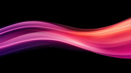 Naklejka premium A single light trail curves gracefully across a dark backdrop, showcasing smooth motion and a vibrant color gradient perfect for tech visuals and design projects